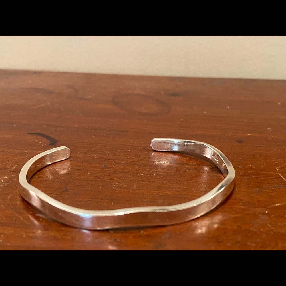 925 Silver wave skinny cuff bangle